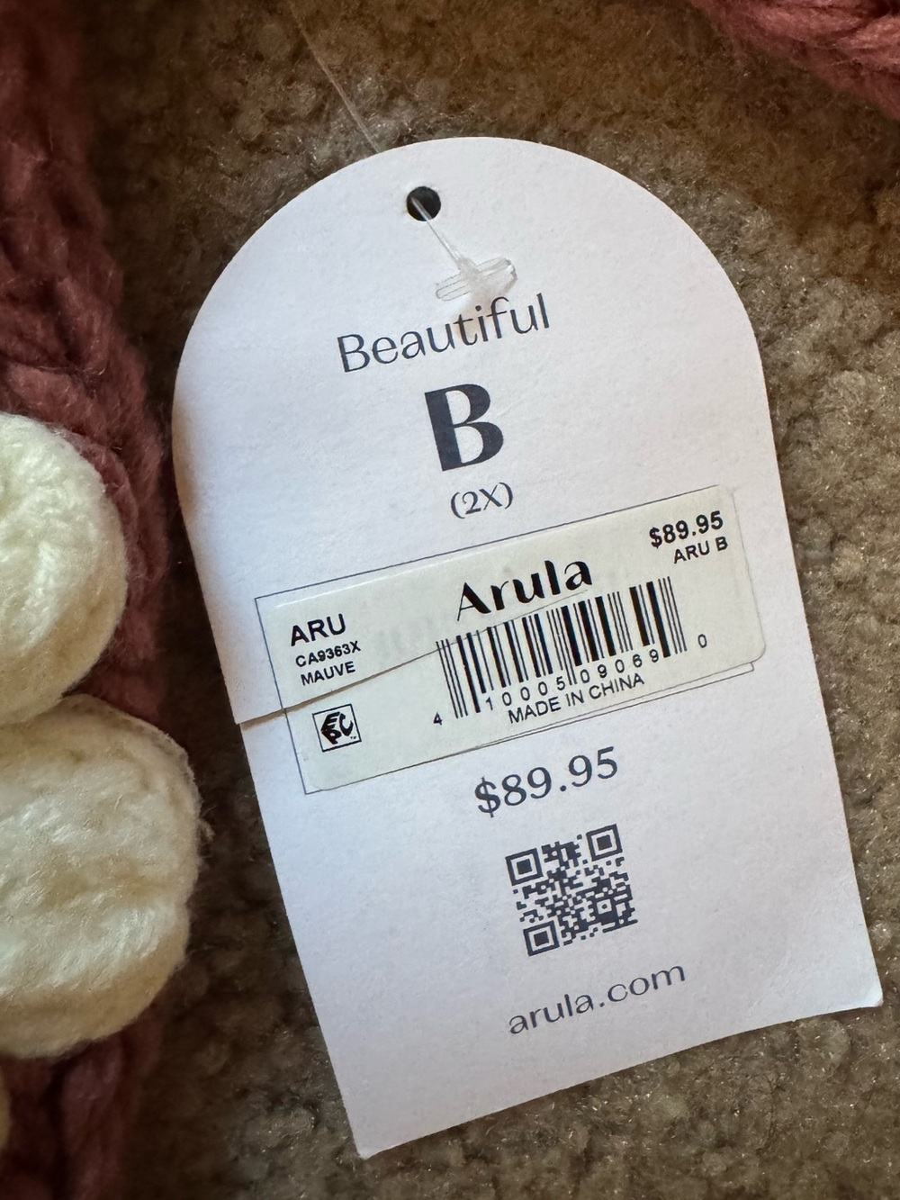 Arula Plus Size B Mauve 3D Floral Chunky Knit Cardigan Sweater Cottagecore NWT - Picture 4 of 5